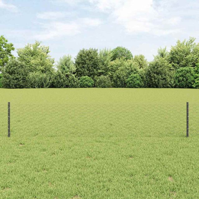 vidaXL Sechseckzaun mit Pfosten 10 x 0,4 m PVC-beschichteter Stahl