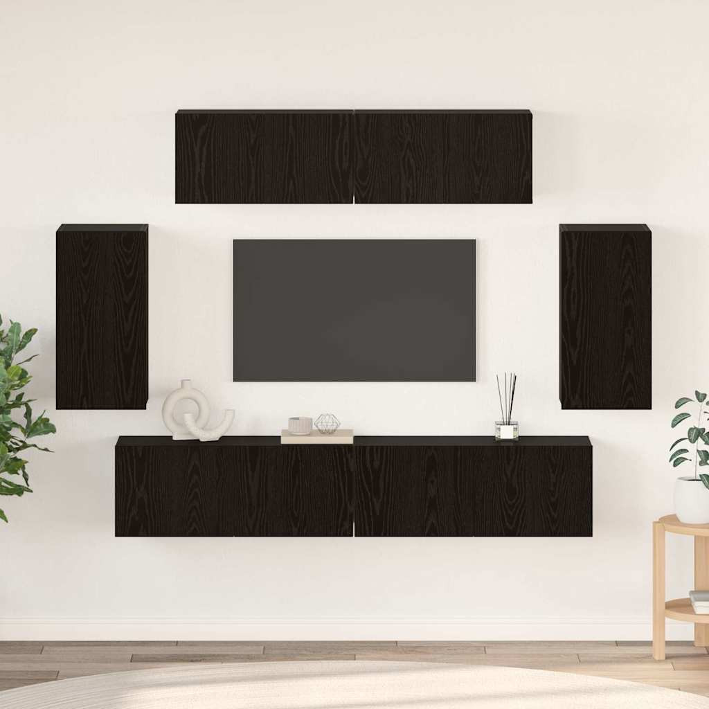 vidaXL TV-Schrankset 6 pcs Schwarz Eichen-Optik Holzwerkstoff