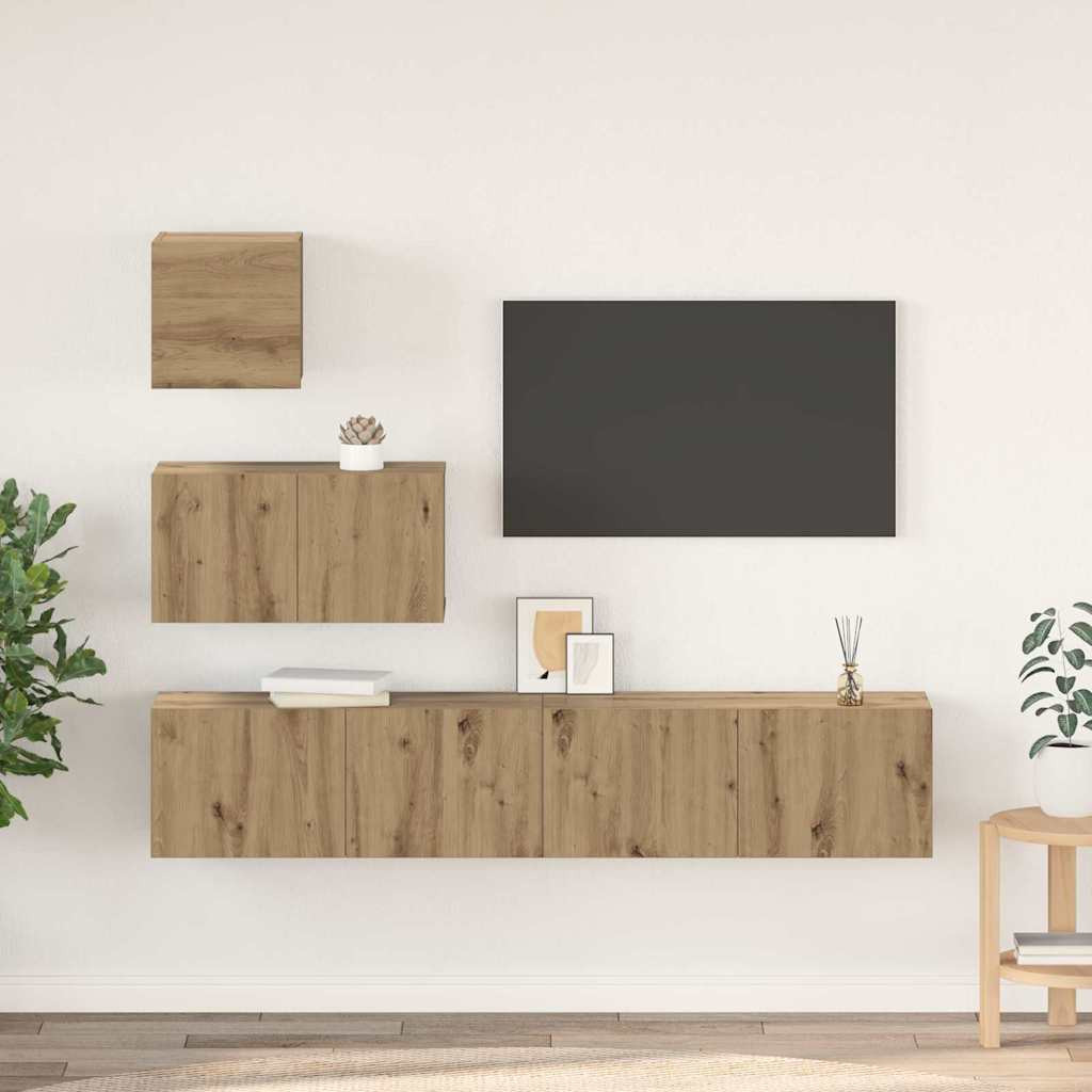 vidaXL TV-Schrankset 4 pcs Artisan-Eiche Holzwerkstoff