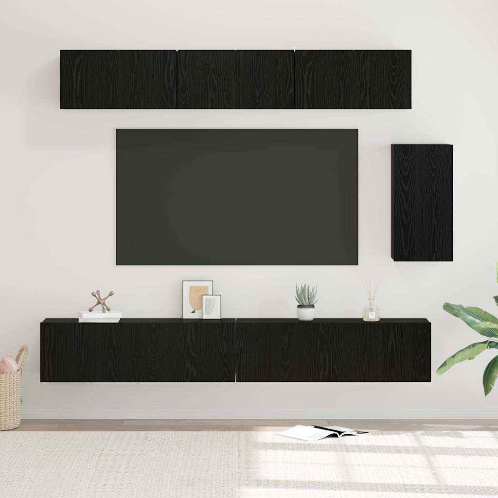 vidaXL TV-Schrankset 6 pcs Schwarz Eichen-Optik Holzwerkstoff