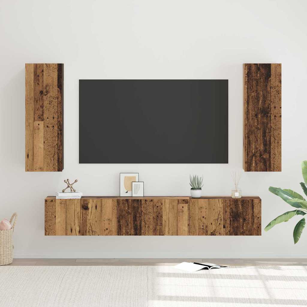 vidaXL TV-Schrankset Wandmontiert 5 pcs Altholz Holzwerkstoff