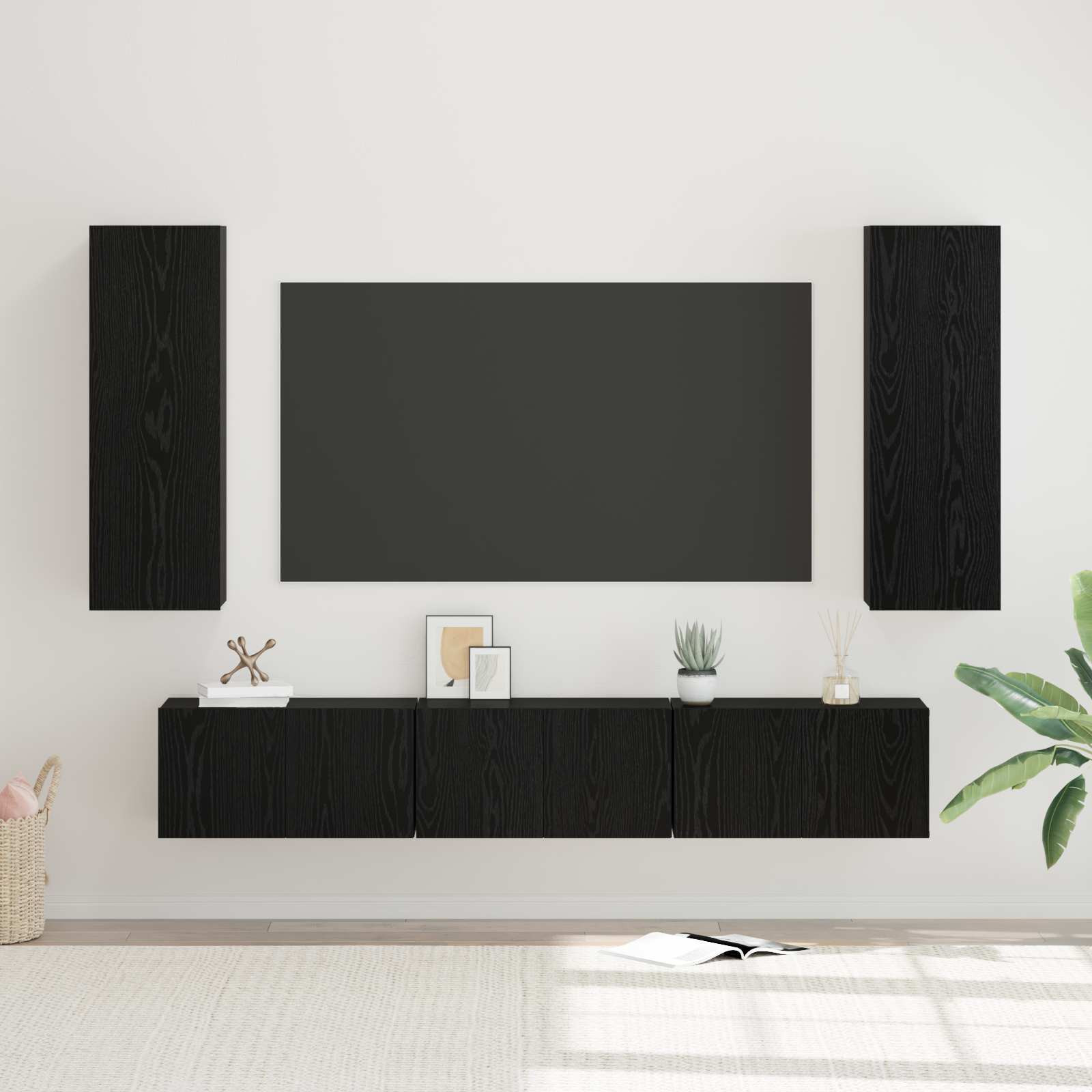 vidaXL TV-Schrankset 5 pcs Schwarz Eichen-Optik Holzwerkstoff