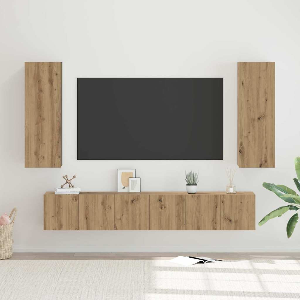 vidaXL TV-Schrankset 5 pcs Artisan-Eiche Holzwerkstoff