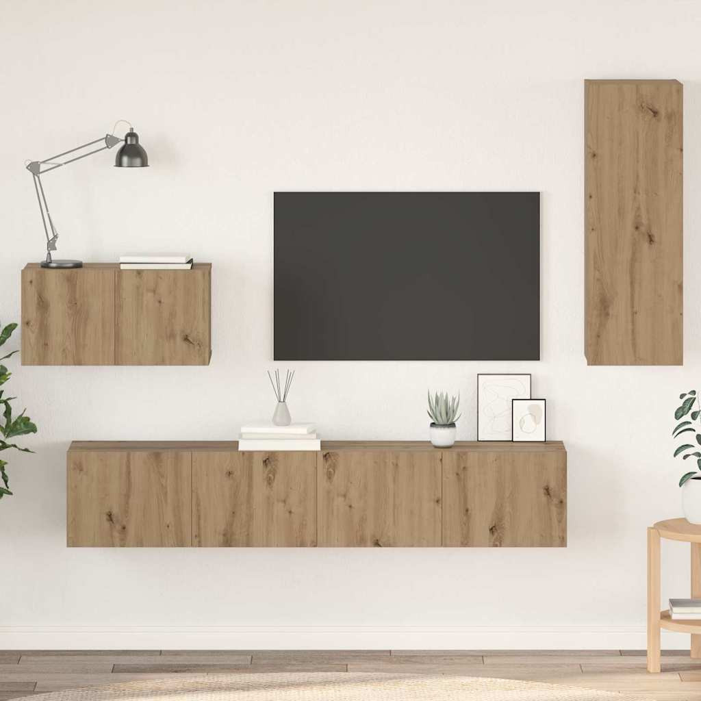 vidaXL Wand-TV-Schrank 4 pcs Artisan-Eiche Holzwerkstoff