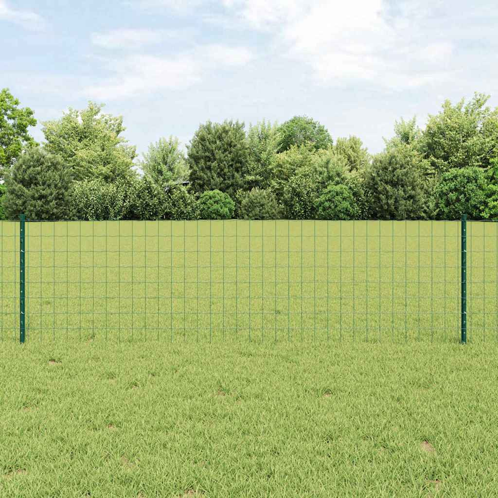 vidaXL Euro-Zaun mit Pfosten 50 x 0,6 m PVC-beschichteter Stahl Grün