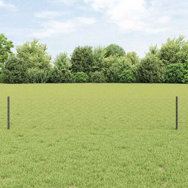 vidaXL Sechseckzaun mit Pfosten 10 x 0,4 m PVC-beschichteter Stahl
