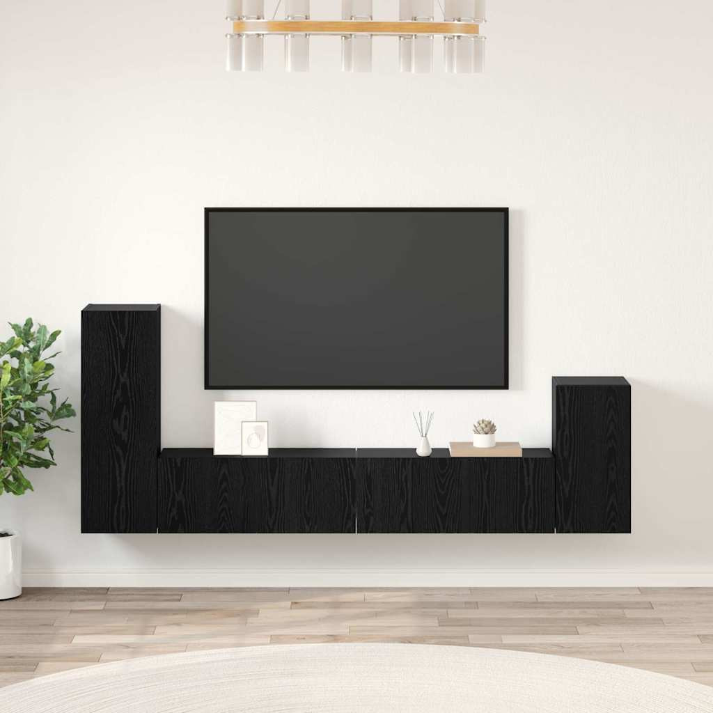 vidaXL Wand-TV-Schrank 3 pcs Schwarz Eichen-Optik Holzwerkstoff