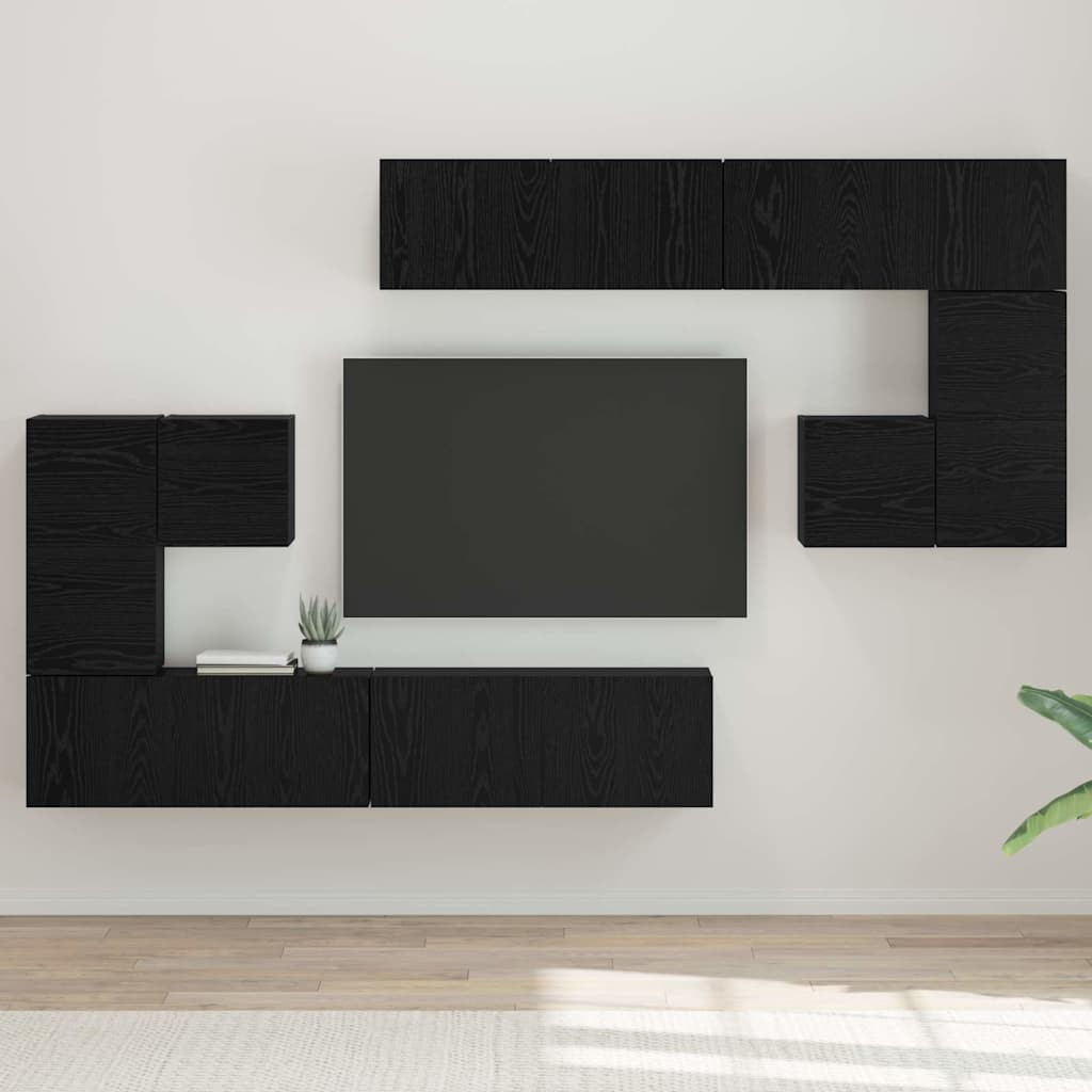 vidaXL TV-Einheiten 4 pcs Schwarz Eichen-Optik Holzwerkstoff