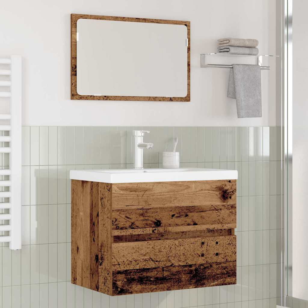 vidaXL Badezimmermöbel-Set mit Schubladen 3 pcs Altholz Holzwerkstoff