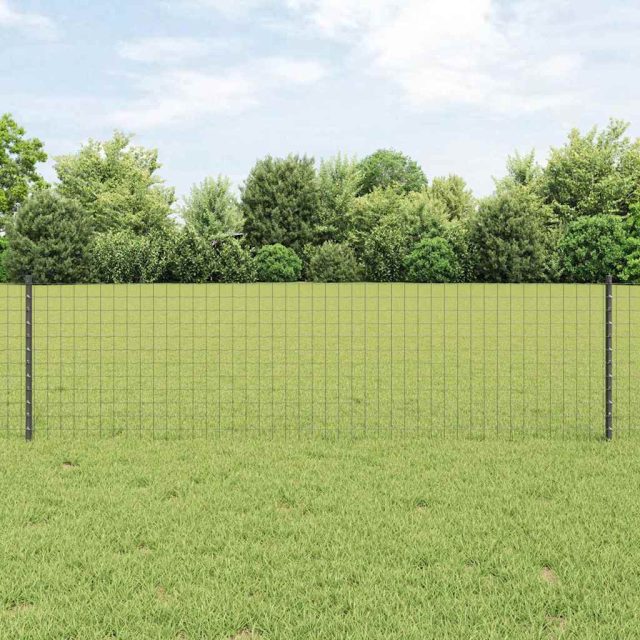 vidaXL Euro-Zaun mit Pfosten 10 x 0,6 m PVC-beschichteter Stahl Grau