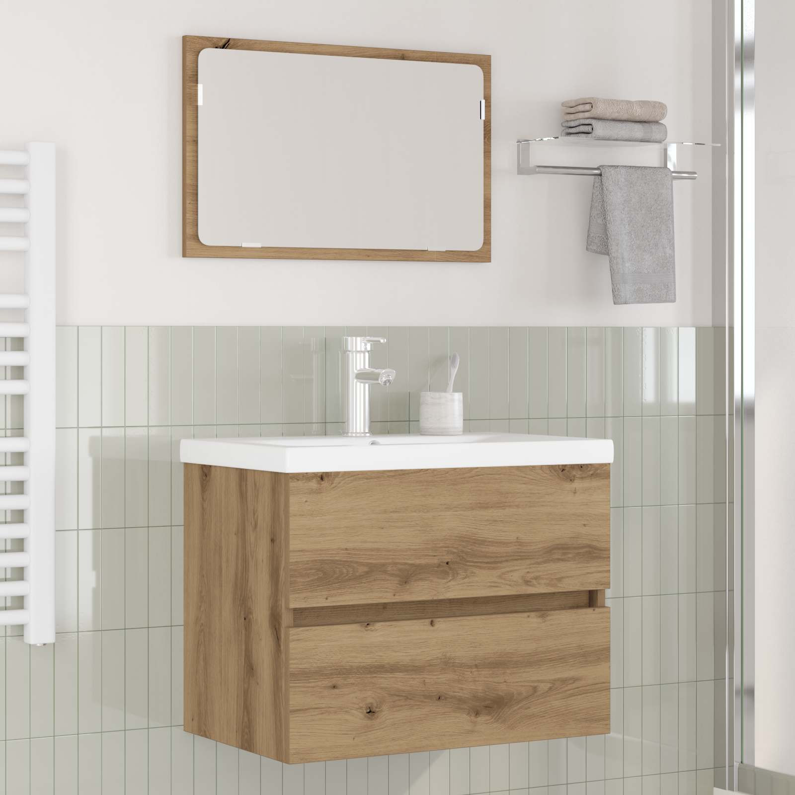 vidaXL Badezimmermöbel-Set 3 Stk. Artisan-Eiche 61 x 39 x 45 cm