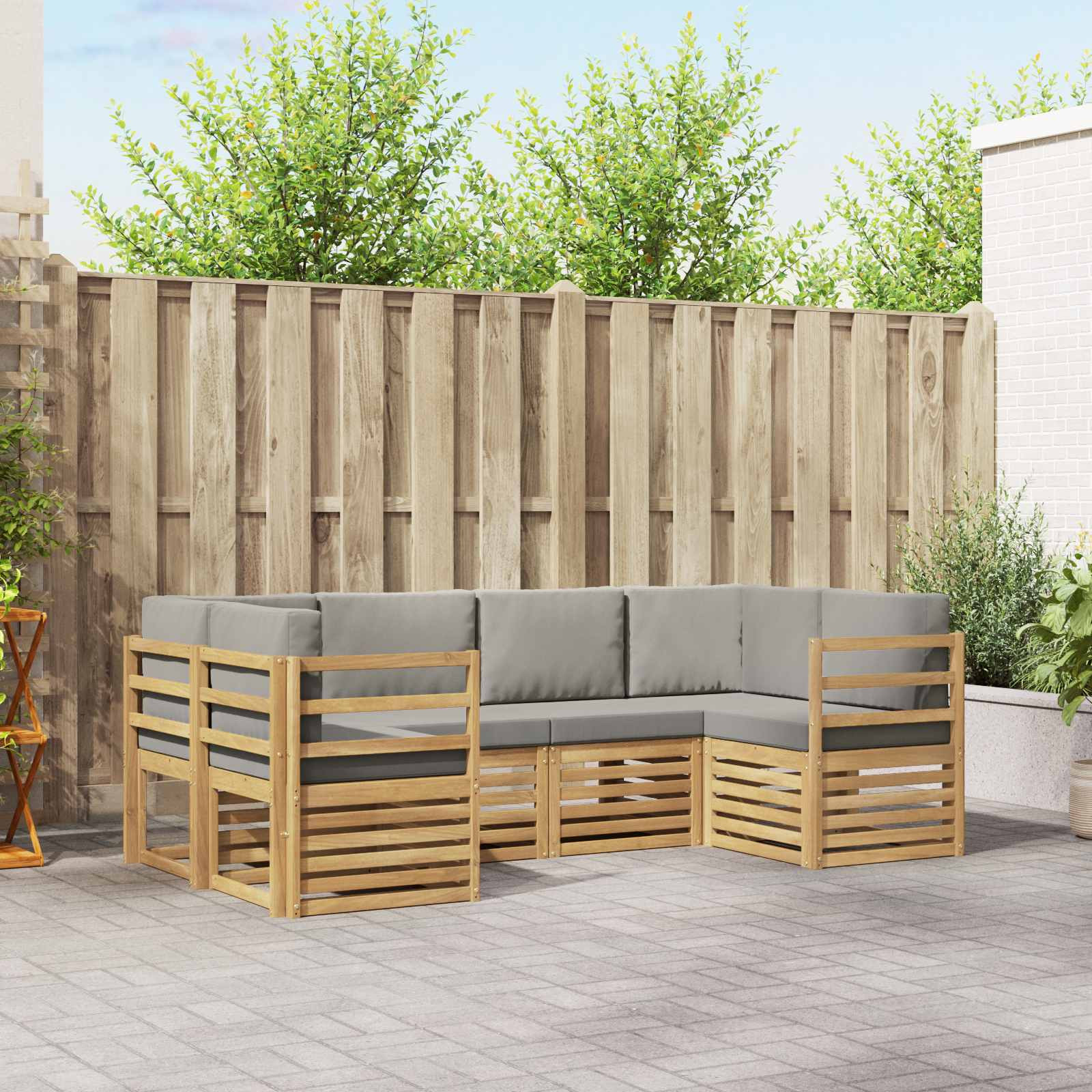vidaXL Ecksofa Set 6 pcs Weiß und Hellgrau 245 x 126,5 x 73 cm