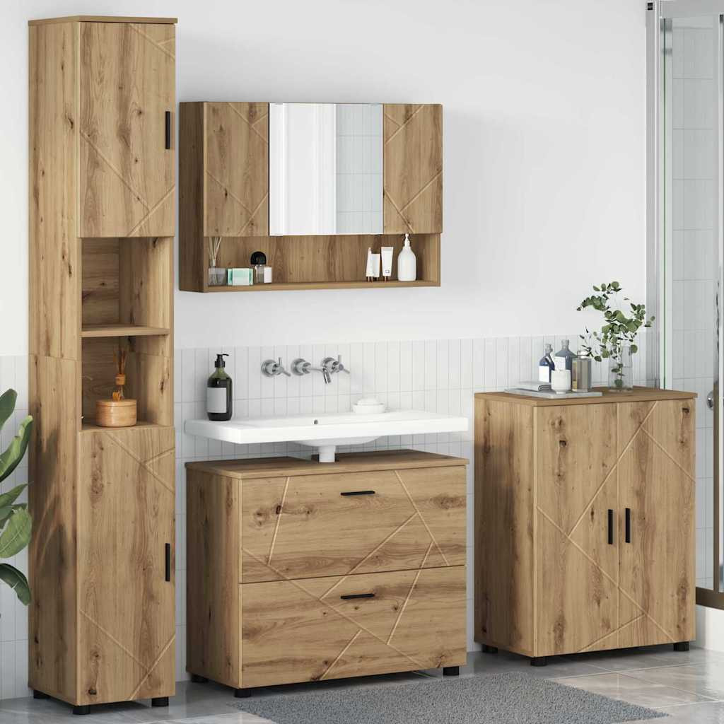 vidaXL Badezimmermöbel-Set 4 Stk. Artisan-Eiche 35 x 30 x 192 cm