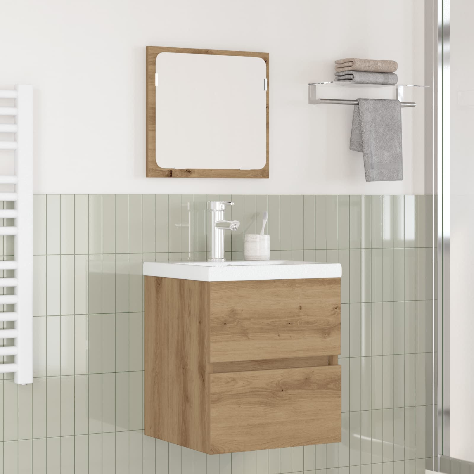 vidaXL Badezimmermöbel-Set 2 Stk. Artisan-Eiche und Weiß