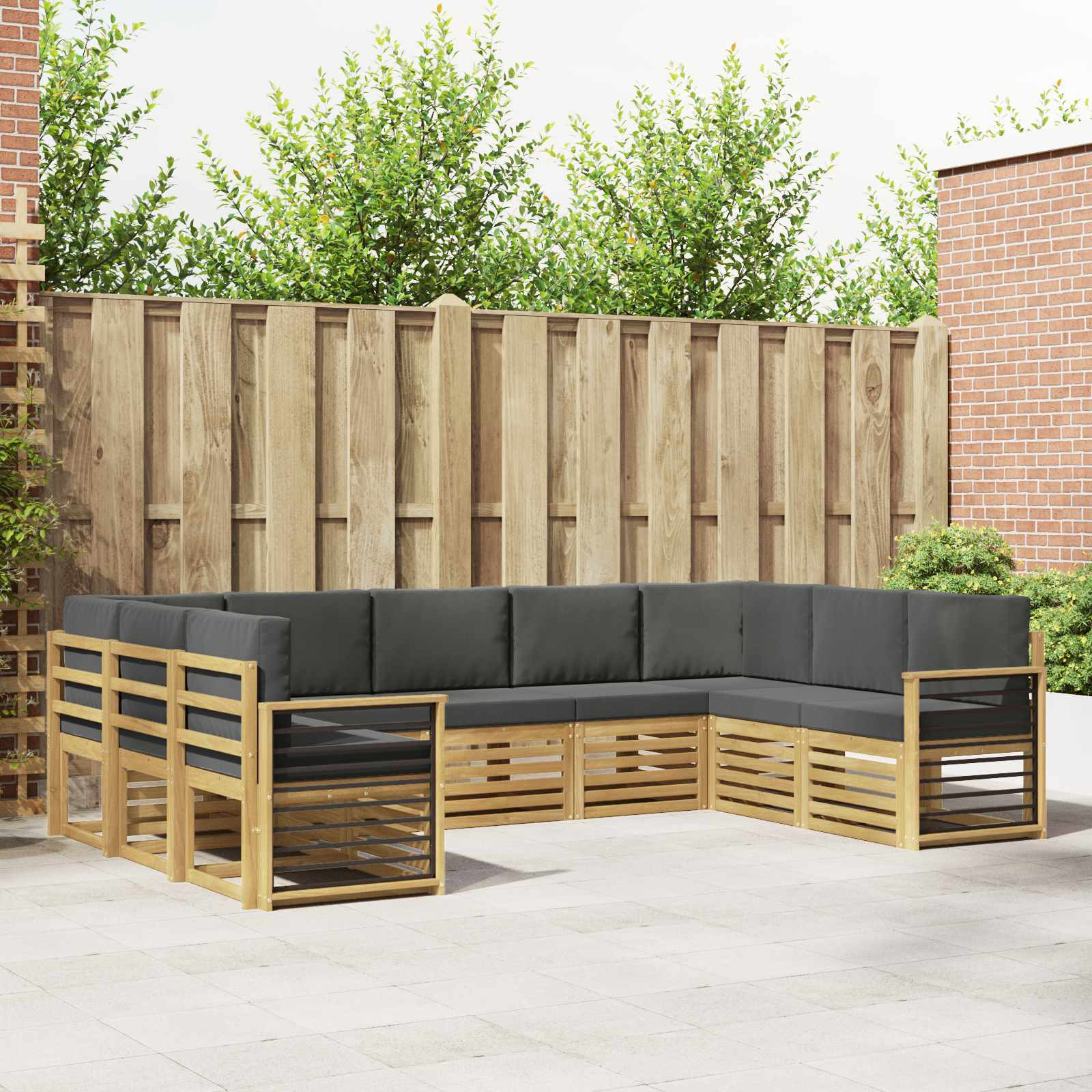 vidaXL Ecksofa Set 9 pcs Weiß und Anthrazit 304 x 187,5 x 73 cm