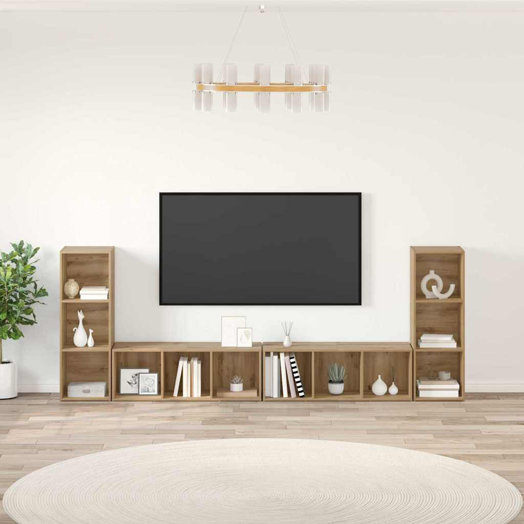 vidaXL TV-Schrankset 4 pcs Artisan-Eiche Holzwerkstoff