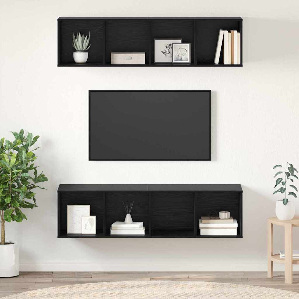 vidaXL TV-Schrankset 2 pcs Schwarz Eichen-Optik 37 x 37 x 142,5 cm