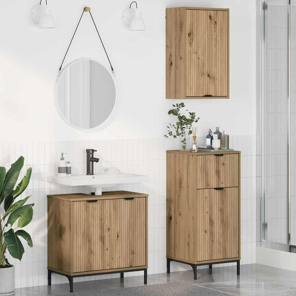 vidaXL Badezimmermöbel-Set 3 Stk. Artisan-Eiche 39,5 x 36 x 88 cm