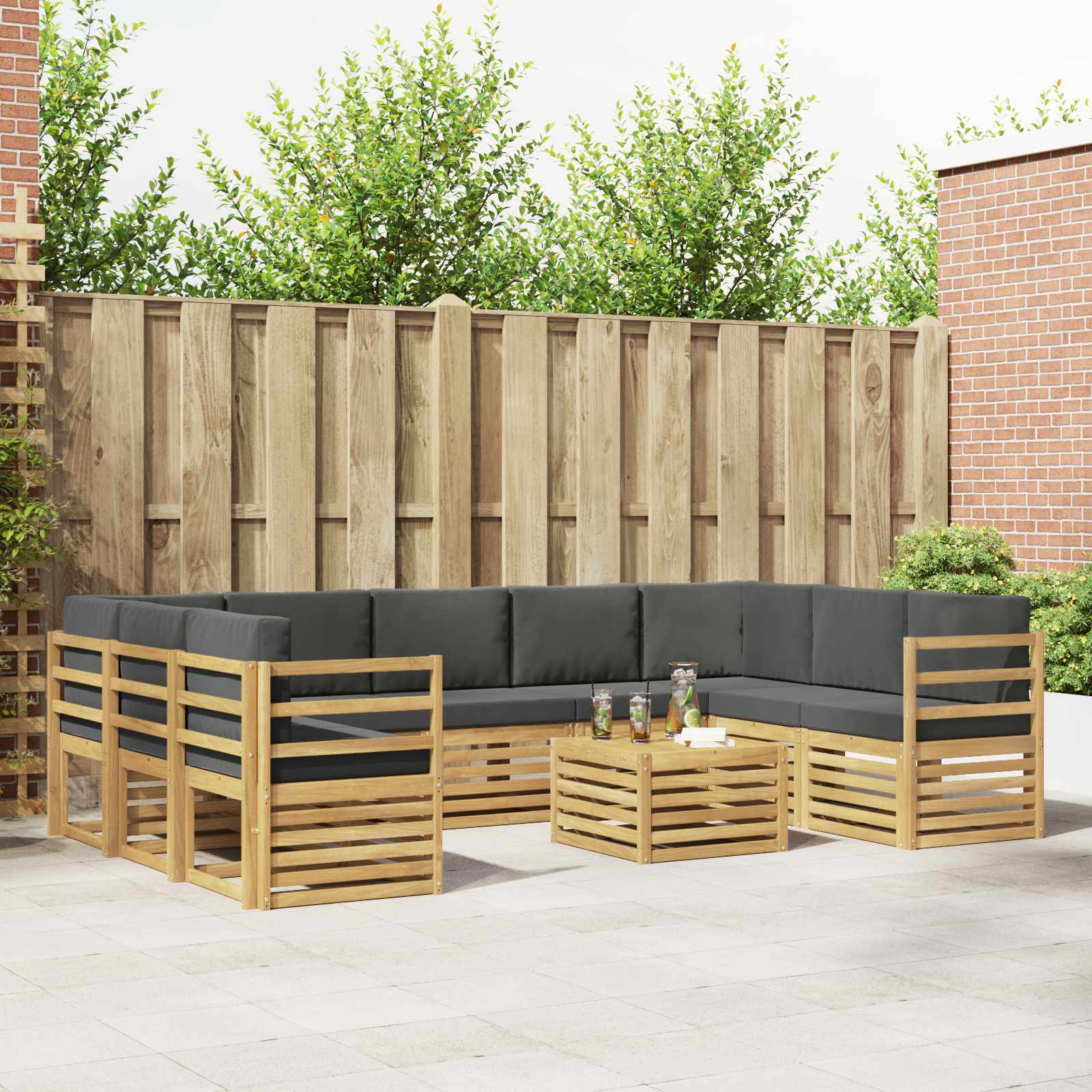 vidaXL Outdoor-Sofagarnitur 10 Stk. Weiß und Anthrazit Polyester