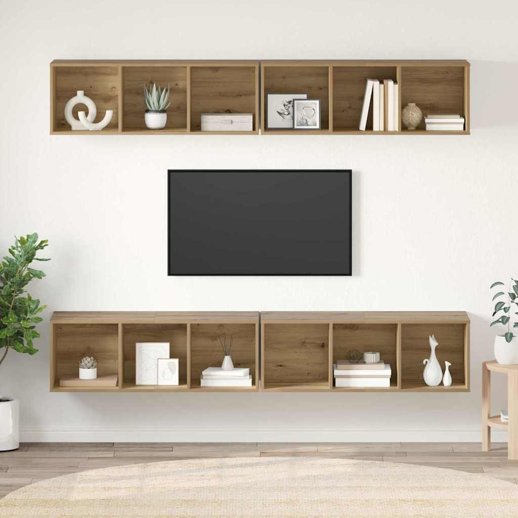 vidaXL TV-Schrankset 4 pcs Artisan-Eiche Holzwerkstoff