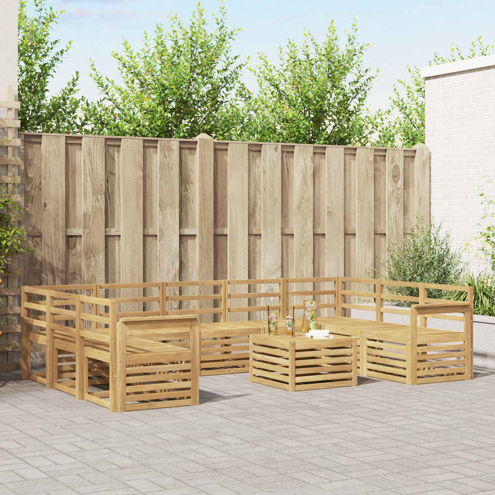 vidaXL Outdoor-Sofagarnitur 10 Stk. Weiß Massivholz Akazie