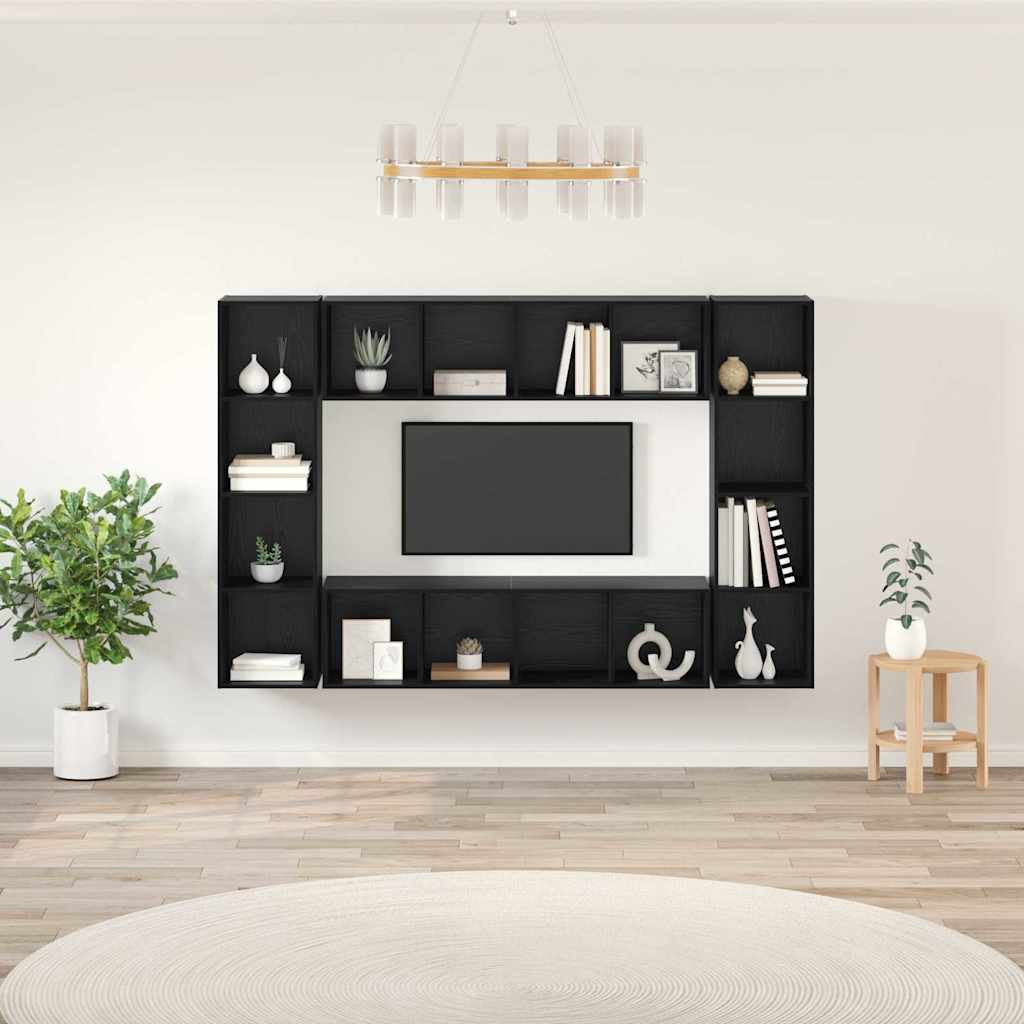 vidaXL TV-Schrankset 4 pcs Schwarz 37 x 37 x 142,5 cm Holzwerkstoff