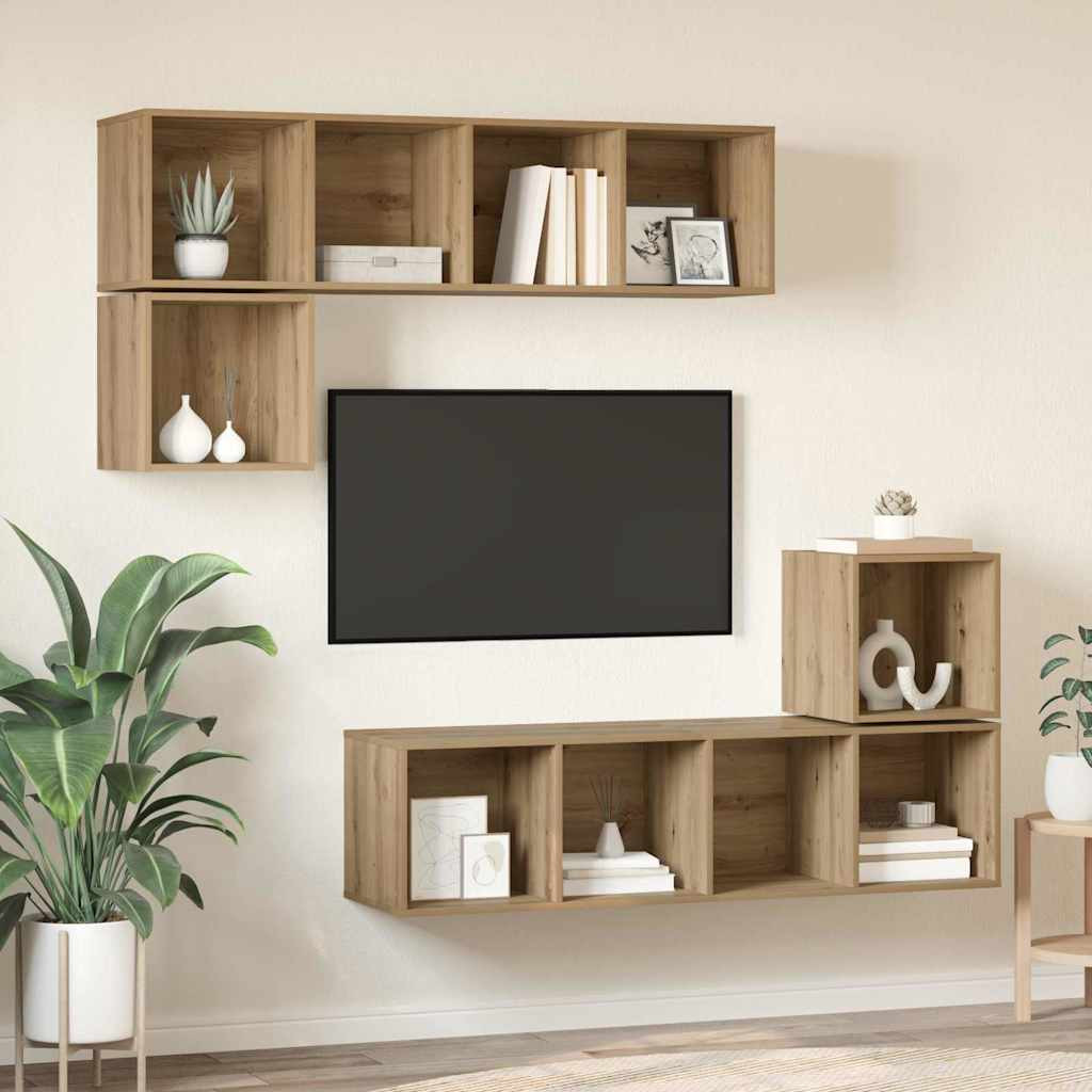 vidaXL TV-Schrankset 4 pcs Artisan-Eiche Holzwerkstoff