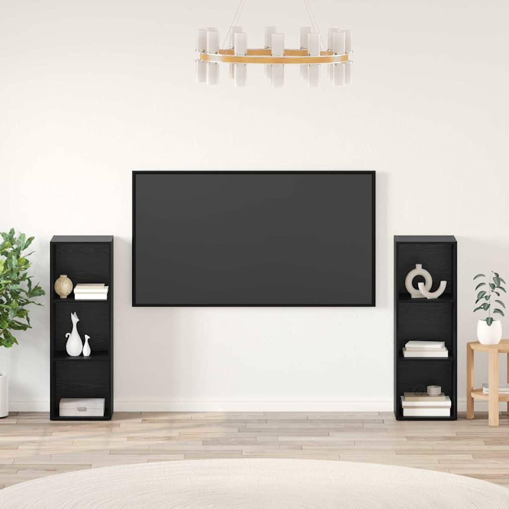 vidaXL TV-Schrankset 2 pcs Schwarz Eichen-Optik 107 x 35 x 37 cm