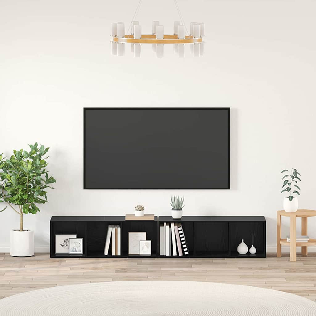 vidaXL TV-Schrankset 2 pcs Schwarz Eichen-Optik 37 x 35 x 107cm