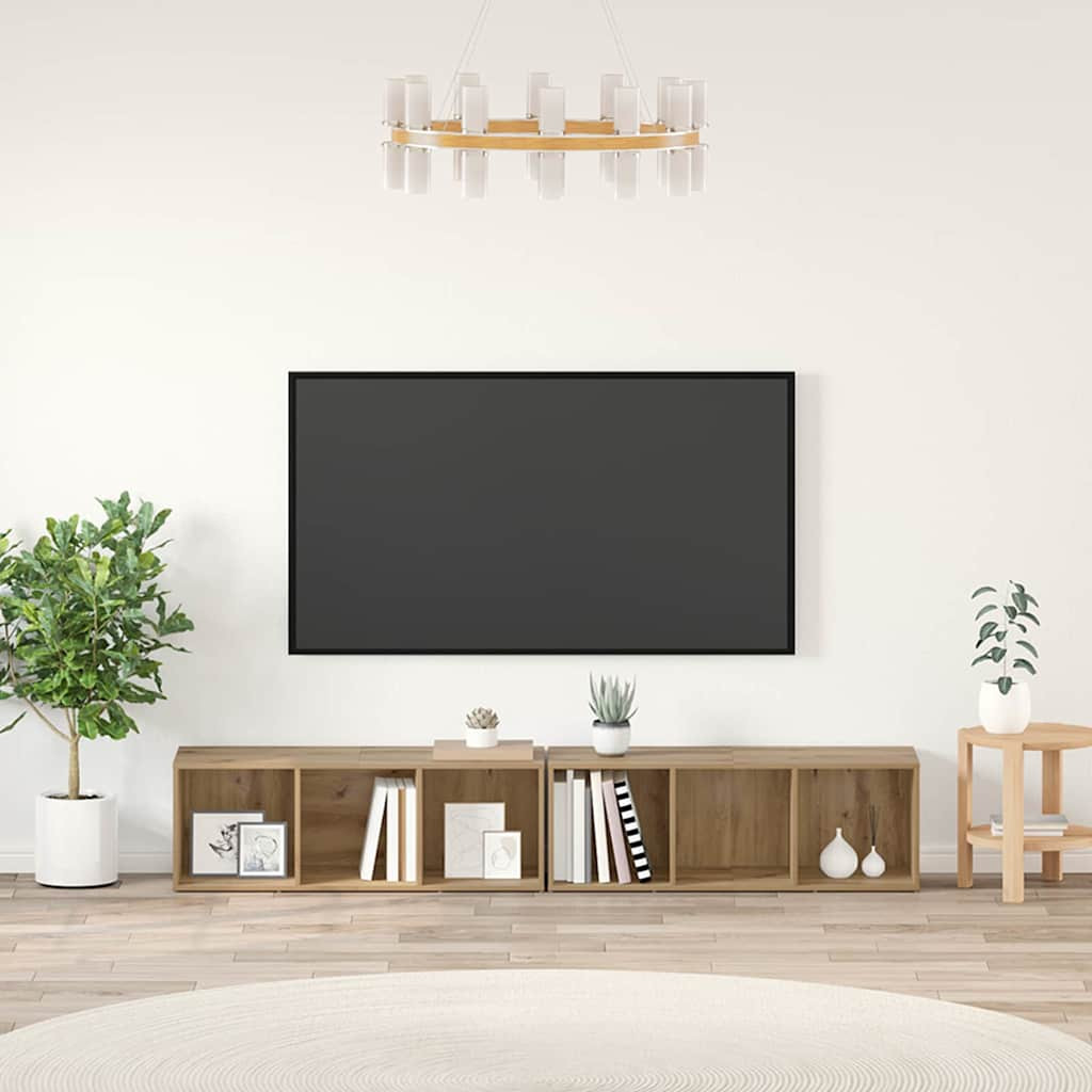 vidaXL TV-Schrankset 2 pcs Artisan-Eiche 37 x 35 x 107cm Holzwerkstoff