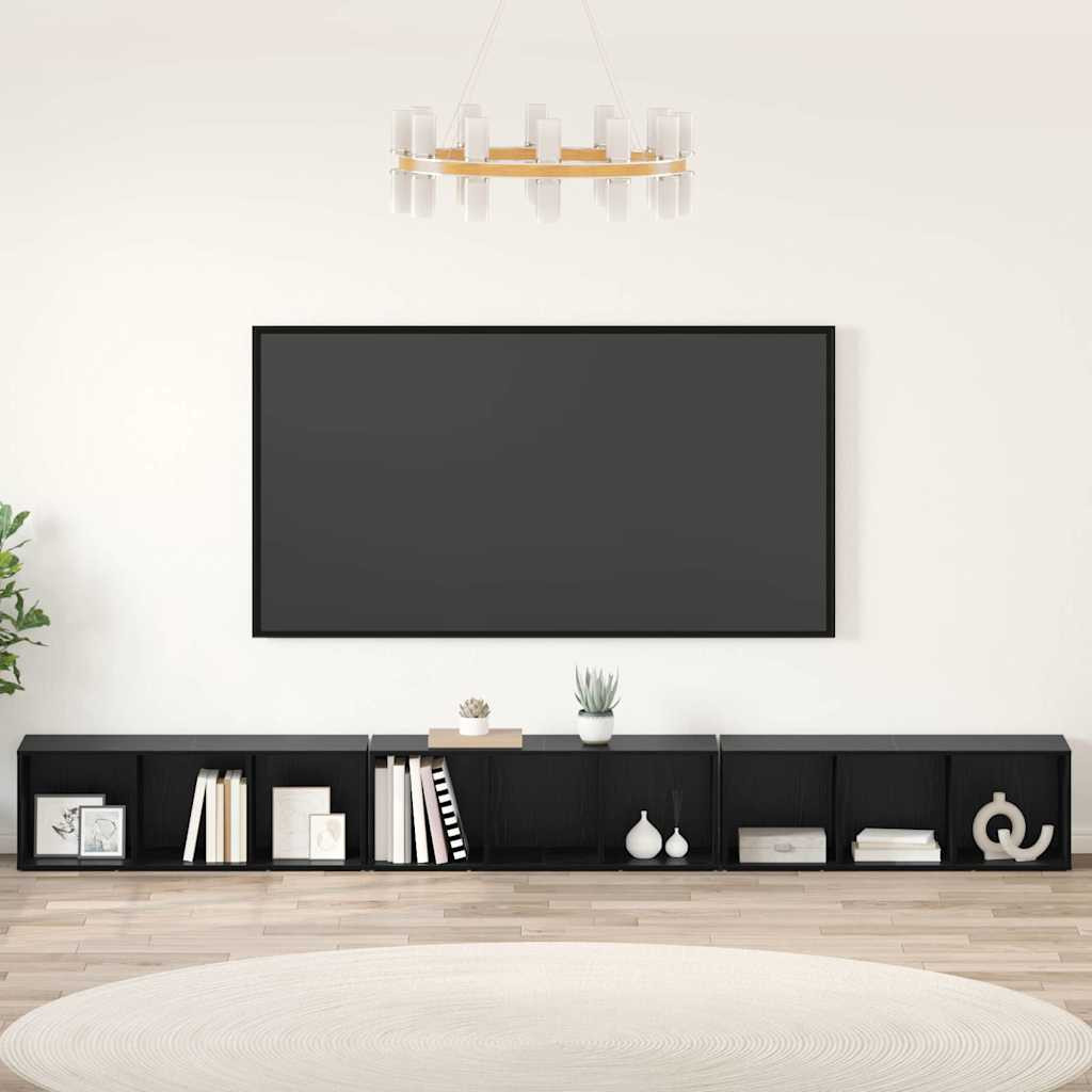vidaXL TV-Schrankset 3 pcs Schwarz Eichen-Optik 37 x 35 x 107 cm