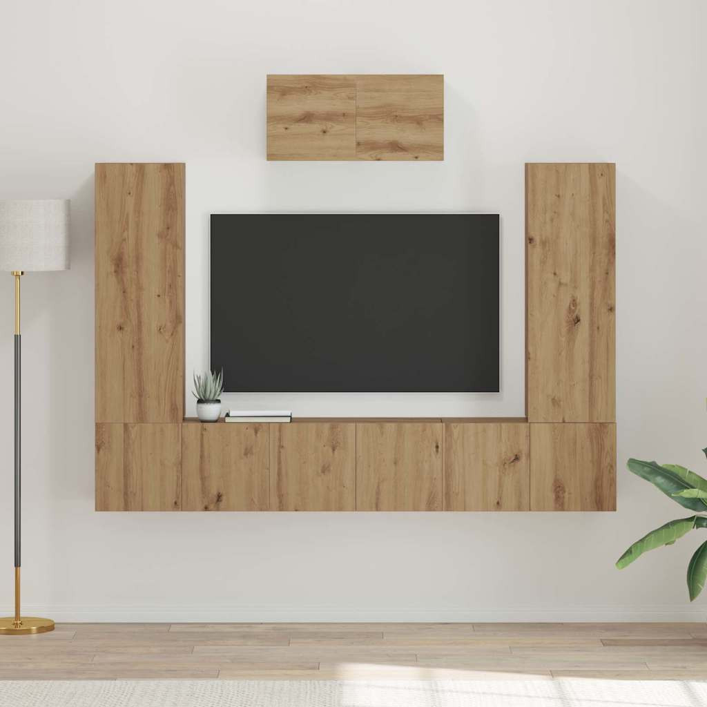 vidaXL TV-Schrankset 7 pcs Artisan-Eiche Holzwerkstoff