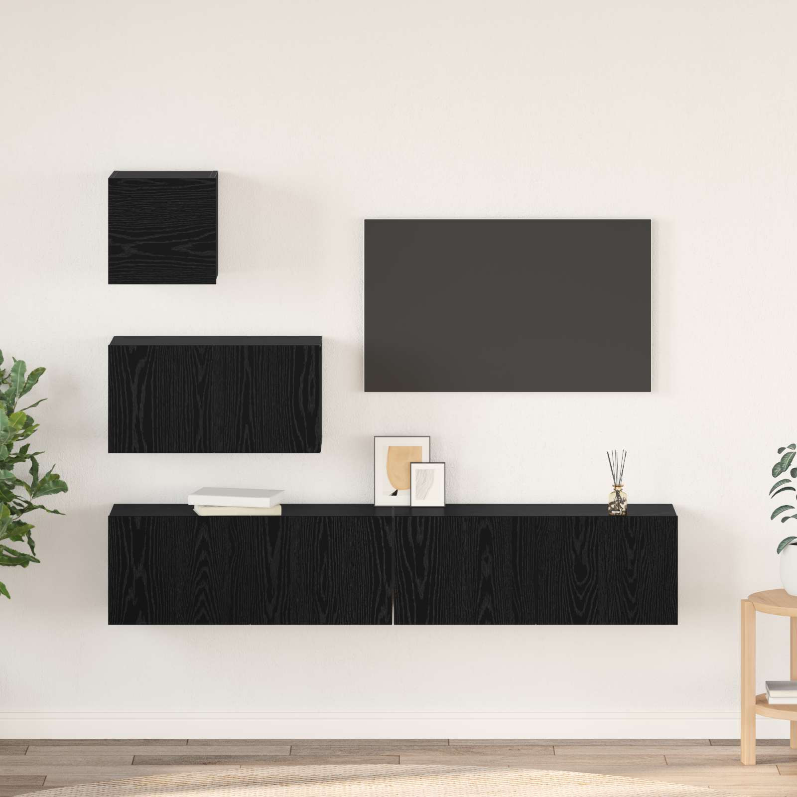 vidaXL TV-Schrankset 3 pcs Schwarz Eichen-Optik Holzwerkstoff