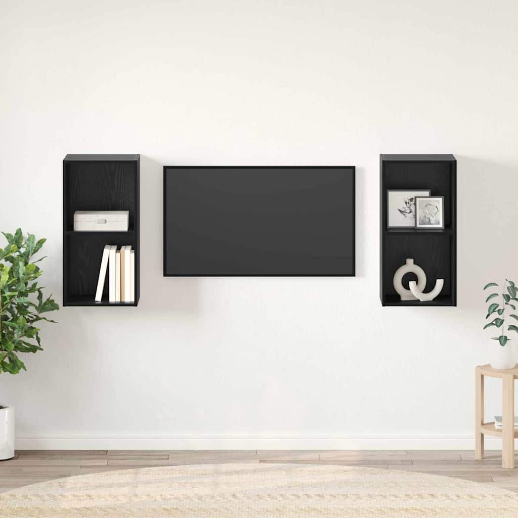 vidaXL TV-Schrankset 2 pcs Schwarz Eichen-Optik 37 x 37 x 72 cm