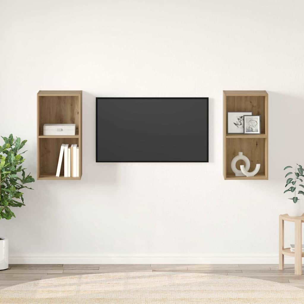 vidaXL TV-Schrankset 2 pcs Artisan-Eiche Holzwerkstoff
