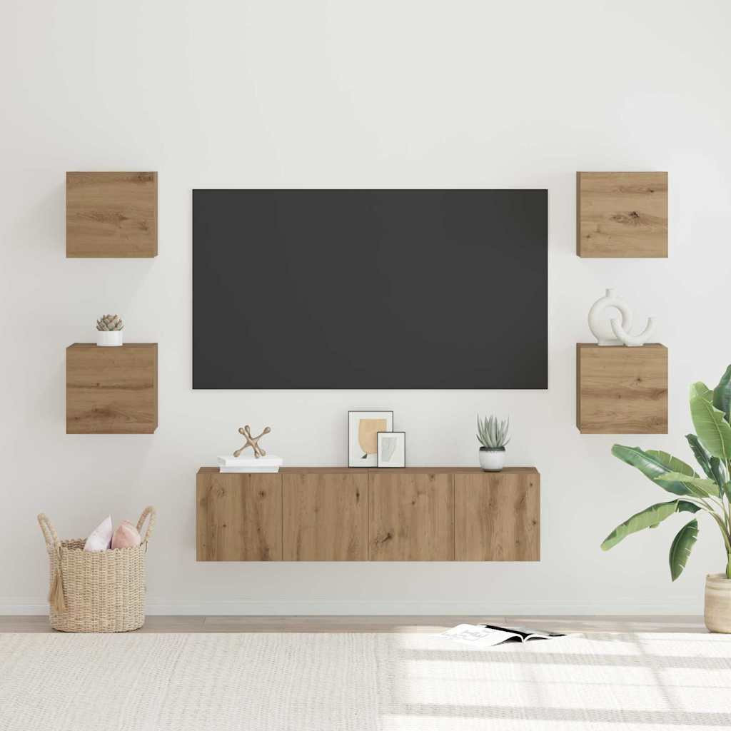 vidaXL TV-Schrankset 6 pcs Artisan-Eiche Holzwerkstoff