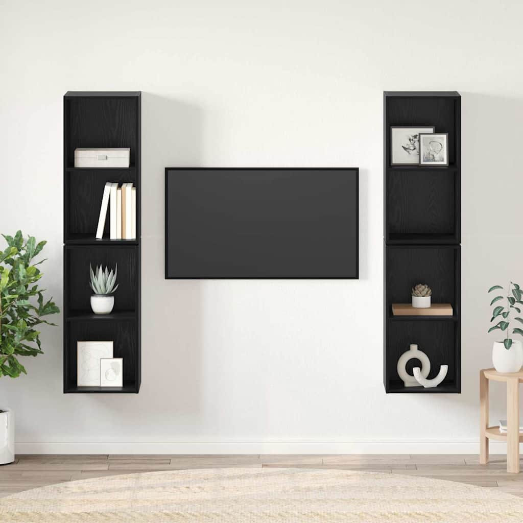 vidaXL TV-Schrankset 4 pcs Schwarz Eichen-Optik 37 x 37 x 72 cm