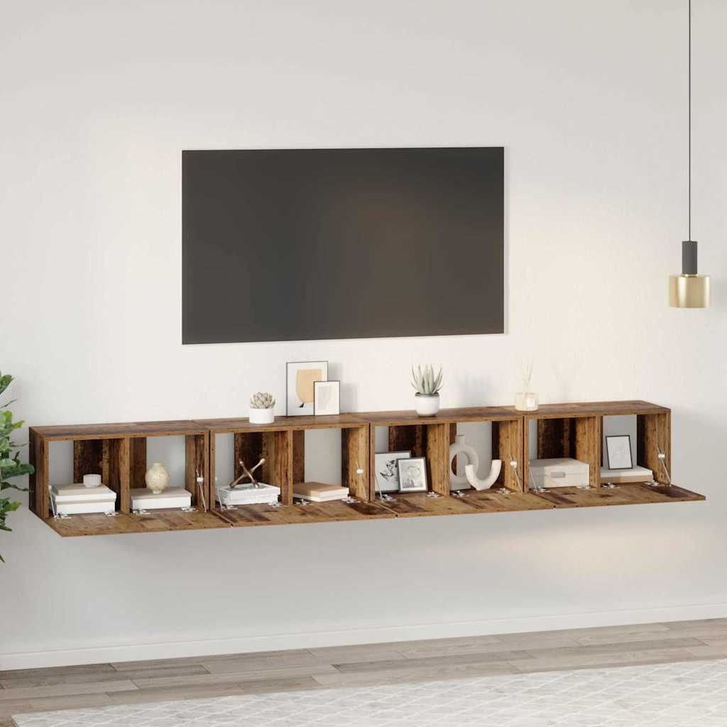 vidaXL TV-Schrankset 4 pcs Altholz 60 x 30 x 30 cm Holzwerkstoff