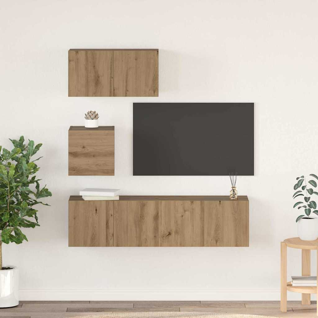 vidaXL TV-Schrankset 4 pcs Artisan-Eiche Holzwerkstoff