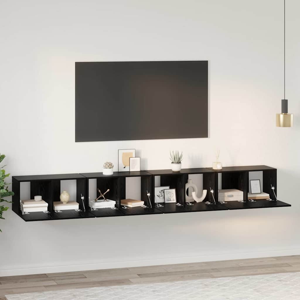 vidaXL TV-Schrankset 4 pcs Schwarz Eichen-Optik 60 x 30 x 30 cm