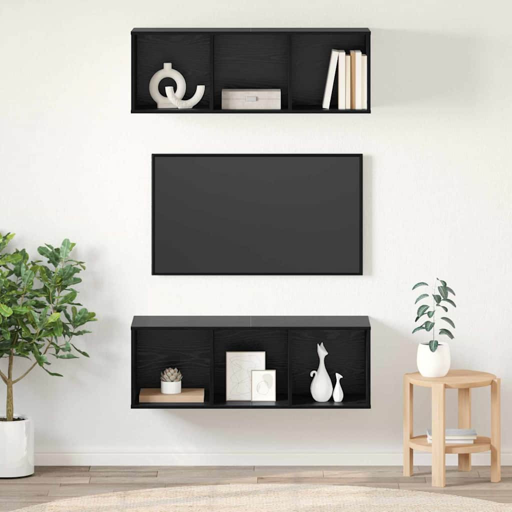 vidaXL TV-Schrankset 2 pcs Schwarz Eichen-Optik 37 x 37 x 107 cm
