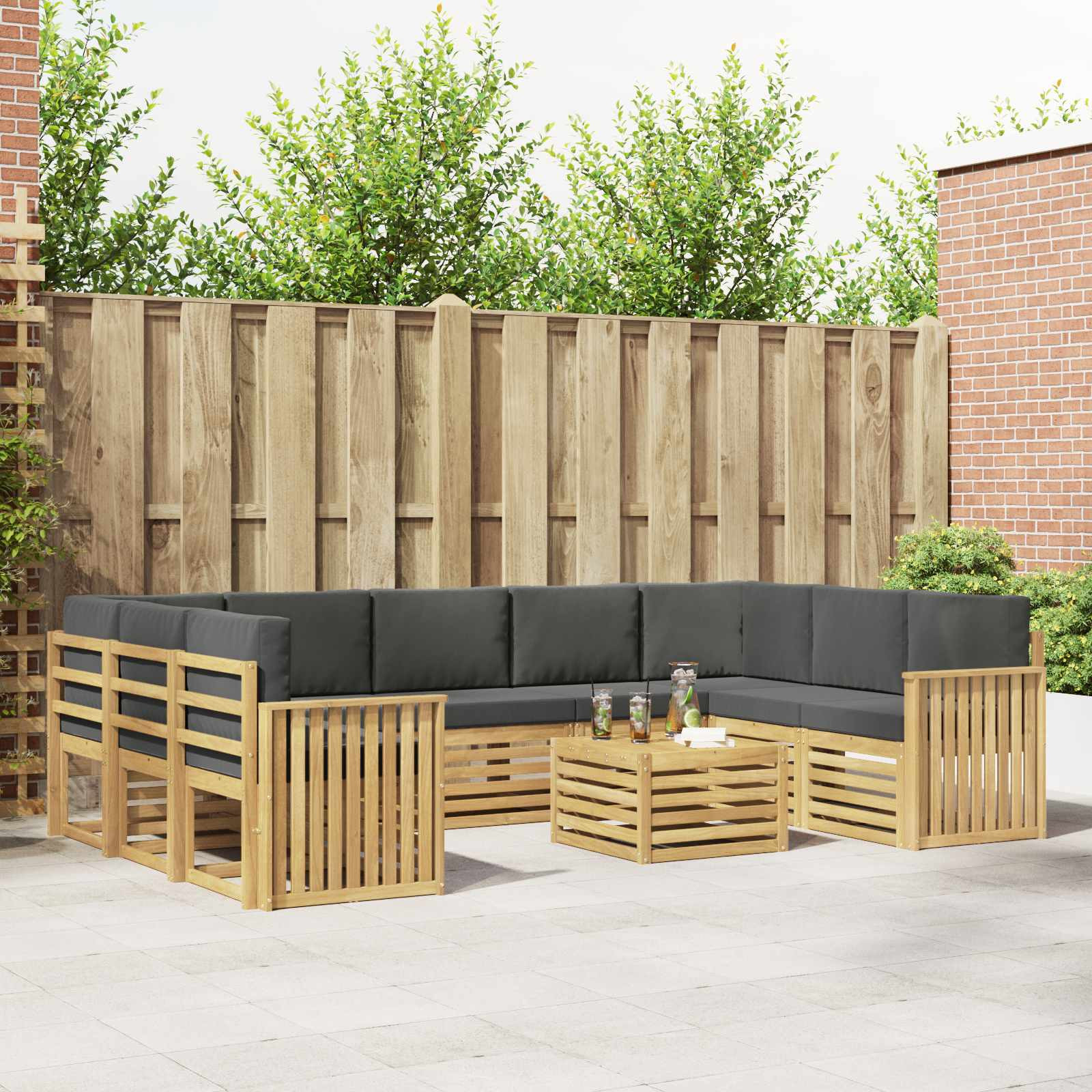 vidaXL Outdoor-Sofagarnitur 10 Stk. Weiß und Anthrazit Polyester