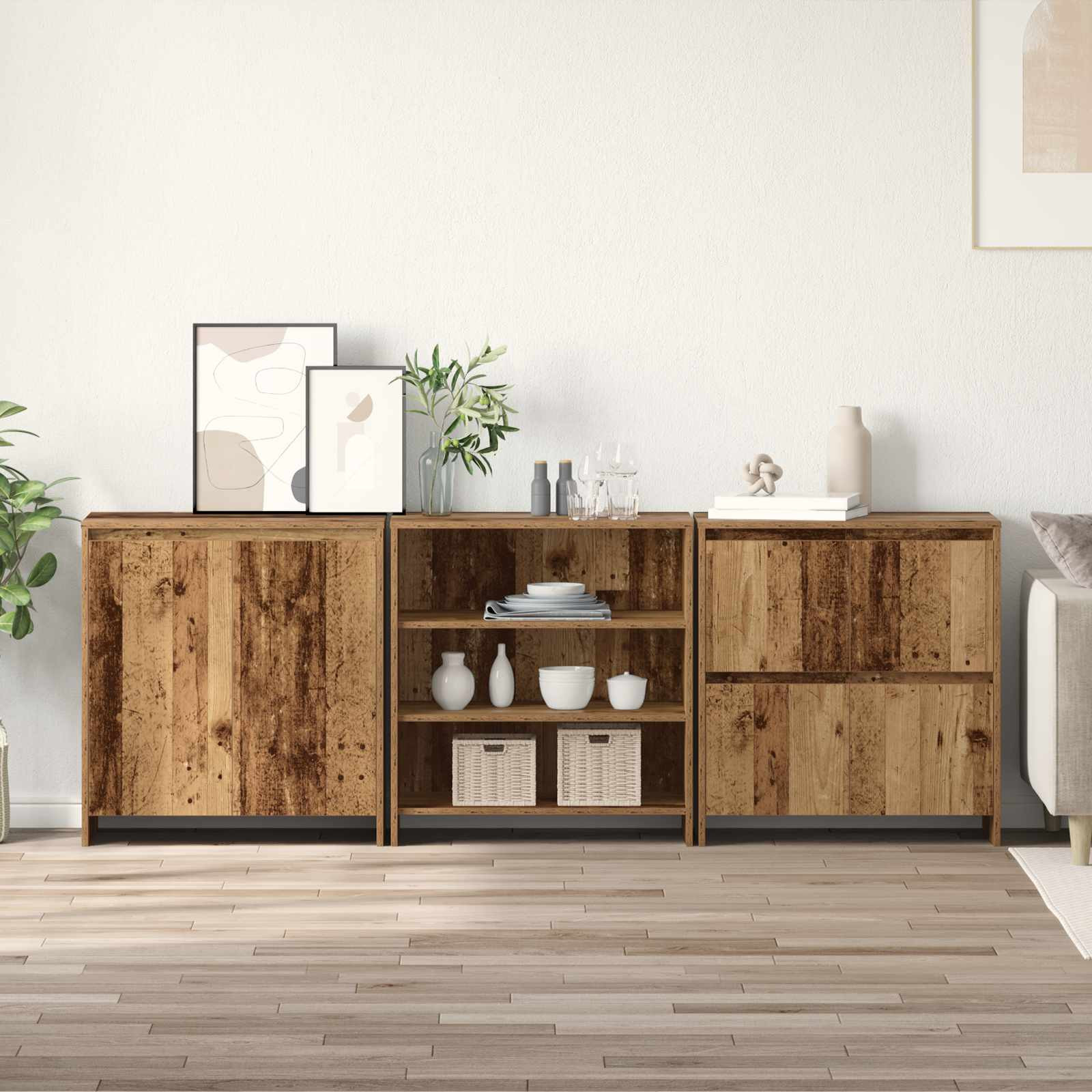 vidaXL Sideboard 3 pcs Altholz 70 x 41 x 75 cm Holzwerkstoff