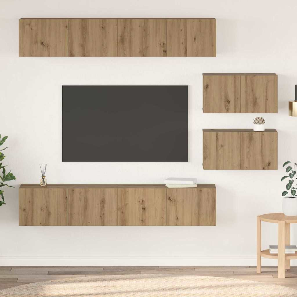vidaXL TV-Schrankset 6 pcs Artisan-Eiche Holzwerkstoff