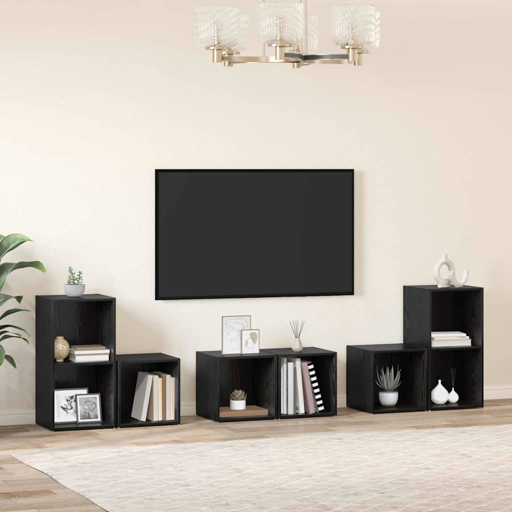 vidaXL TV-Schrankset 6 pcs Schwarz Eichen-Optik Holzwerkstoff