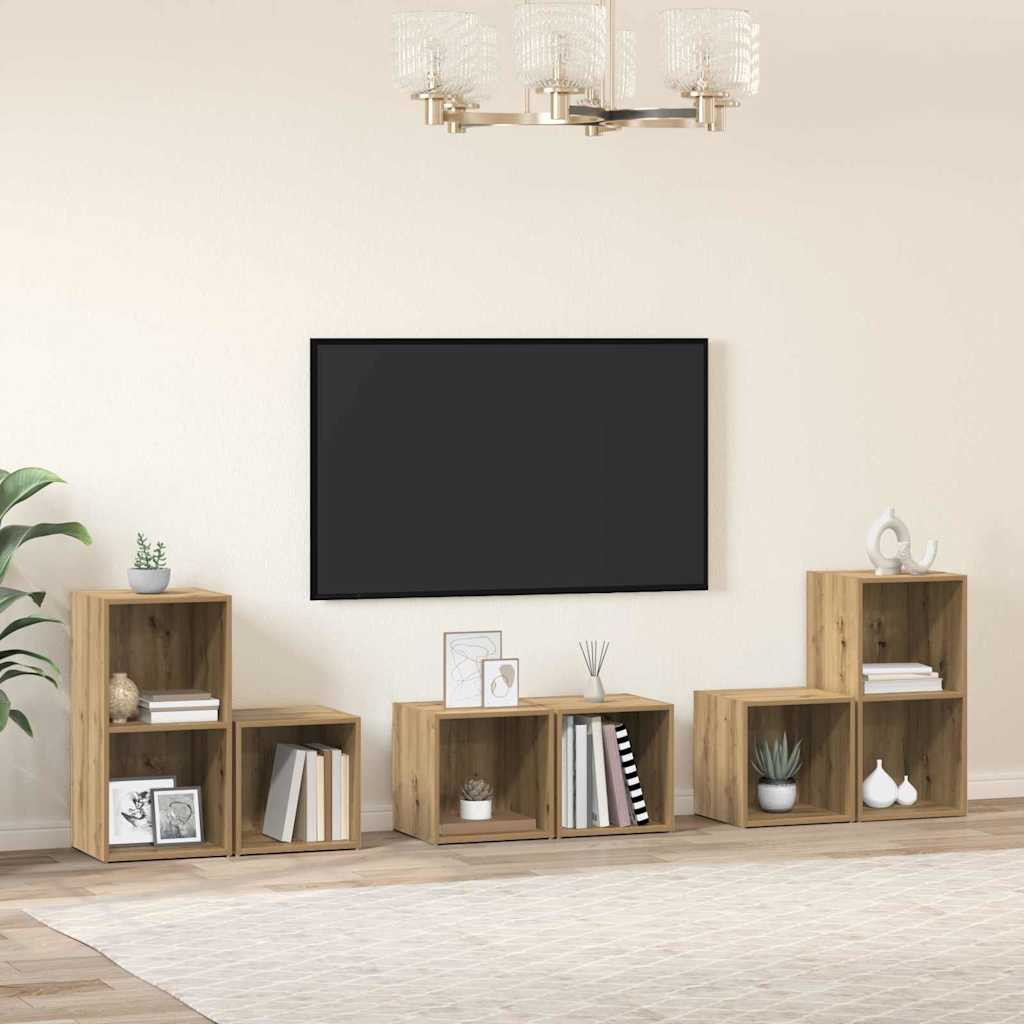 vidaXL TV-Schrankset 6 pcs Artisan-Eiche Holzwerkstoff
