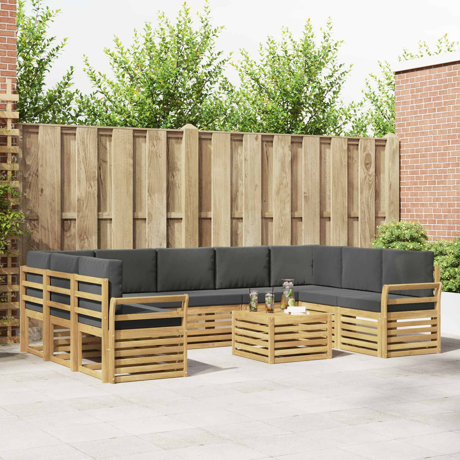 vidaXL Outdoor-Sofagarnitur 10 Stk. Weiß und Anthrazit Polyester