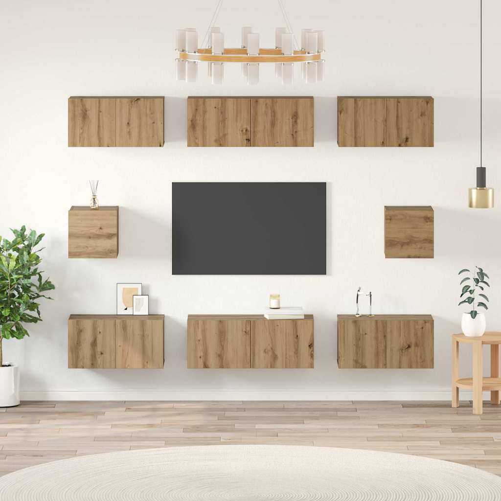vidaXL TV-Schrankset 8 pcs Artisan-Eiche Holzwerkstoff