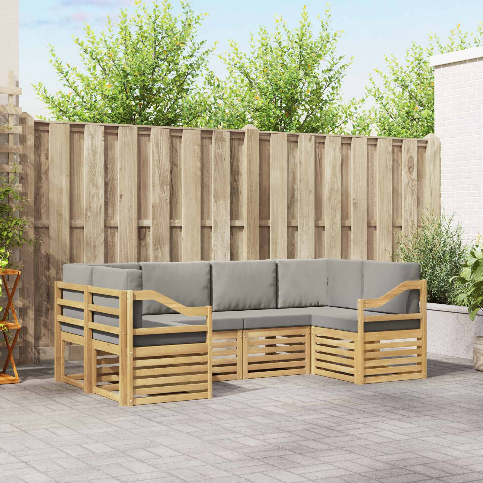 vidaXL Ecksofa Set 6 pcs Weiß und Hellgrau 245 x 126,5 x 73 cm