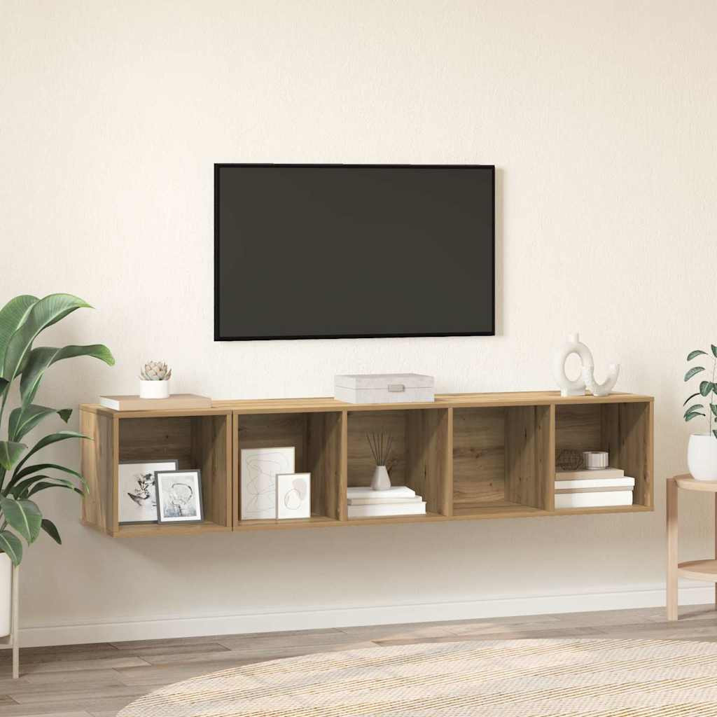 vidaXL TV-Schrank Set 2 pcs Artisan-Eiche Holzwerkstoff